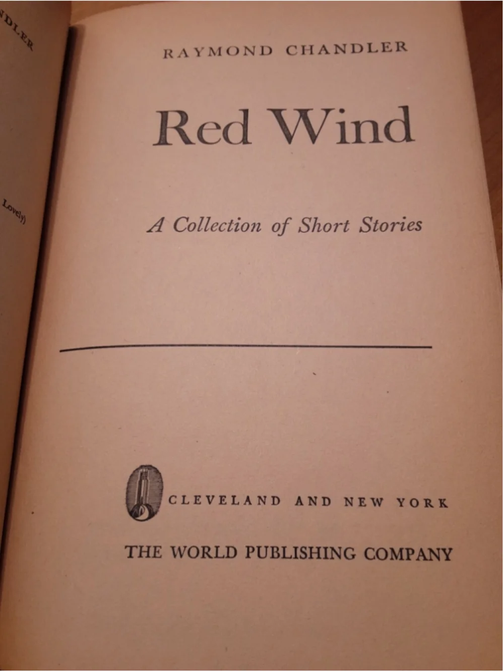 Red Wind: A Collection of Short Stories Raymond Chandler hardcover W/jacket